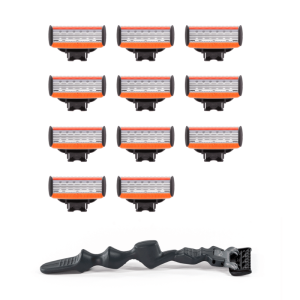 12pk Five Blade Cartridges with Handle - Free Shipping