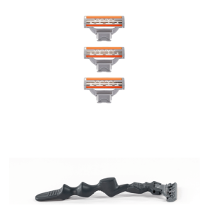 4pk Three Blade Cartridges with Handle - Plus Shipping