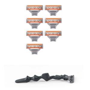 8pk Three Blade Cartridges with Handle - Plus Shipping